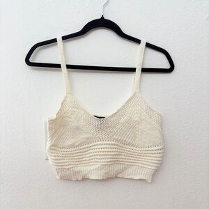 Forever 21 Cream Crochet Cropped Bralette Festival Summer Top Size Small NWOT
